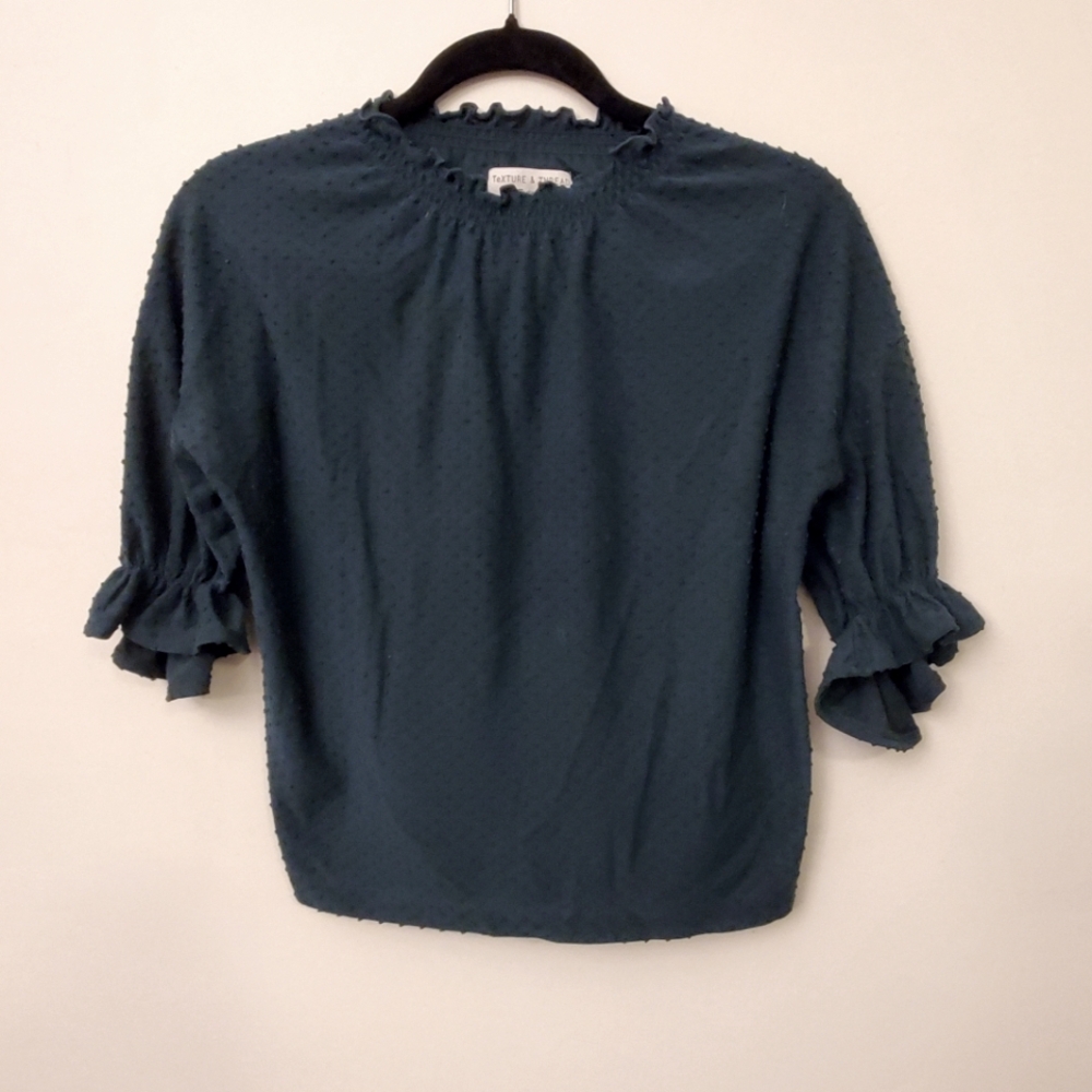 Madewell Teal Ruffle Sleeve Blouse